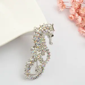 1pc Rhinestone Seahorse Brooch, Ocean Series Pin, Fashion Trendy Clothing Accessory, Stylish Jewelry for Women