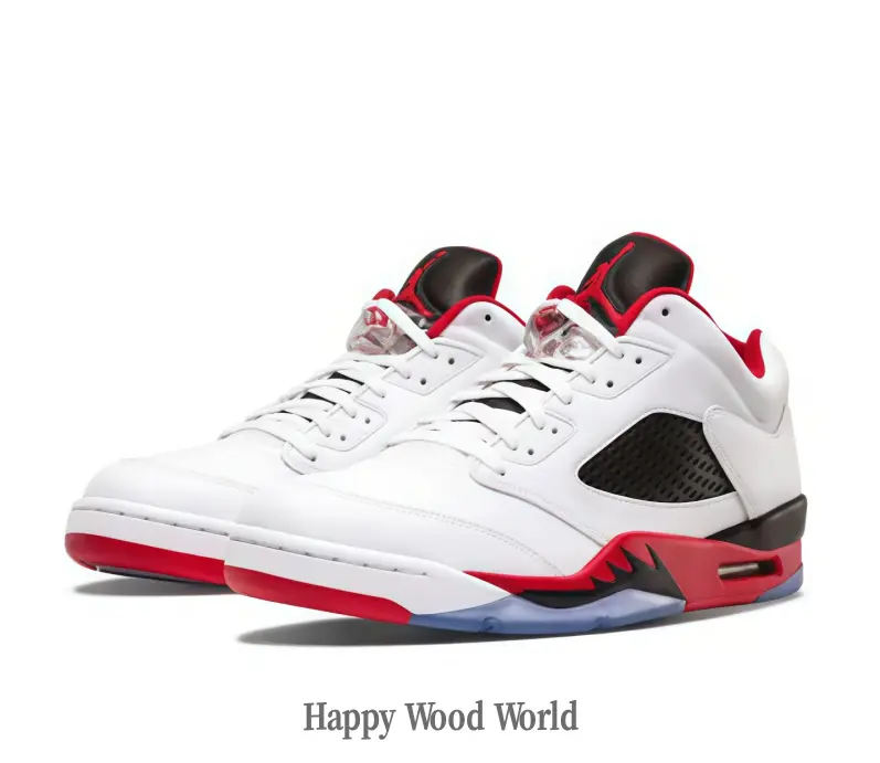 Fire Red Low-Top Sports Collectible Shoes, White-Red-Black Color Combo