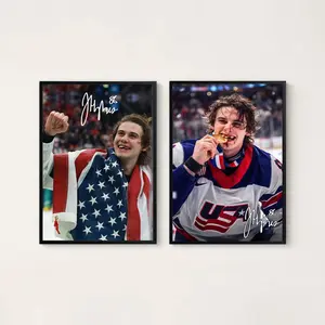 Jack Hughes 'Golden Goal' Wall Poster No Frame, Jack Hughes Fan Gift, Wall Art, Home Decor