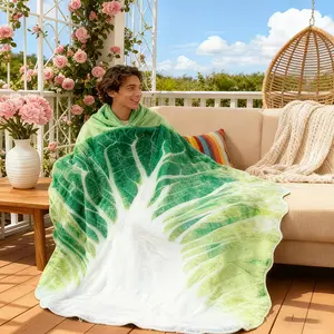 1pc Realistic Cabbage Blanket, Flannel Material, Soft and Skin-Friendly, Perfect for Home and Office, Ideal Gift, Multi-Use Sofa Blanket
