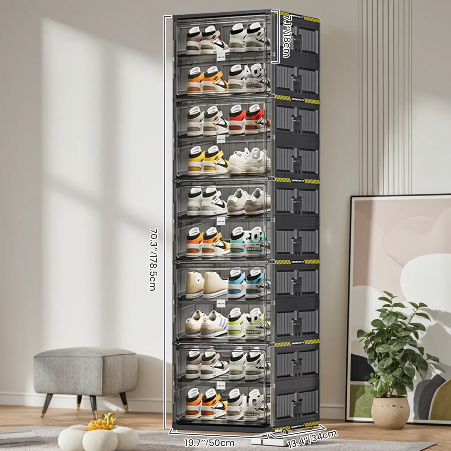 Widen and thicken 10 tier Black shoe rack
