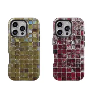 Magnetic Colorful Mosaic Print Phone Case, Vintage Ceramic Style Art MagSafe Case, Aesthetic iPhone Cover, Durable Shockproof Protective Design