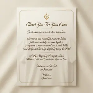 Sweetsouls Thank You Card – Faith Inspired Package Insert for Customer Orders
