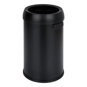 GARVEE 17 Gallon/65 Liter Stainless Steel Open Top Trash Can - Commercial Grade Round Garbage Bin for Outdoor, Home, Office, Restaurant Use, Durable Black Waste Container
