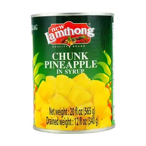 New Lam Thong Canned Pineapple Chunks 565g - Sweet Syrup, Perfect for Baking, Cakes, Desserts & Thai Cuisine