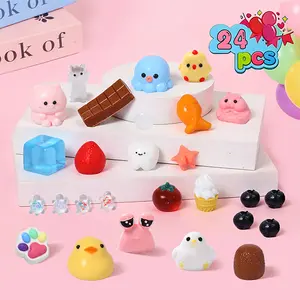 FUFUSQUISHY 24PCS Taba Squishy Toys Set Stress Relief Fidget Toys, Kawaii Squishy Pack, Squeeze Sensory Toys for Kids & Adults, Mystery Cute Taba Squishy Toy Bundle