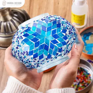 Yarra-Decor DIY Mosaic Turkish Lamp Kit - Build Your Own Portable Rechargeable Night Light with 100s of Colorful Tiles Beads and Pre-Mixed Glue for 100+ Hours of Glow