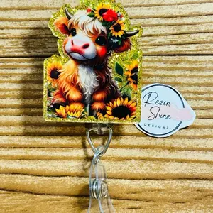 Cow With Sunflowers Badge Reel