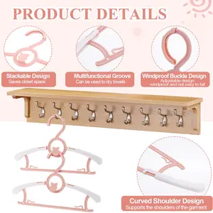 50 Pcs Expandable Kids Clothes Hangers, Upgrade, Stackable with Wind Hook, Non-Slip, Thickened Anti-Deformation, Baby Drying Rack, Must-Have for Moms