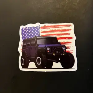 Lifted Off Road Jeep Rubicon American Flag Premium Sticker
