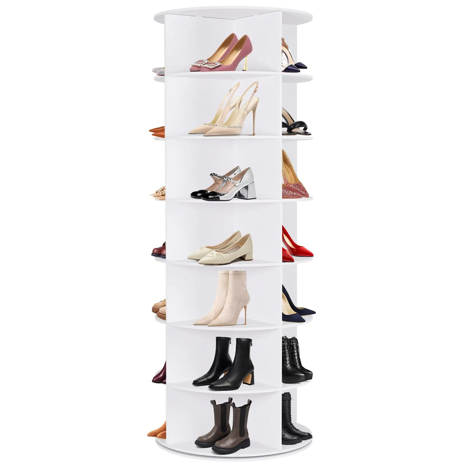 360° Rotating 7-Tiers Organizer Shoe Rack, Spinning and Revolving Round Shoe Rackfor Entryway Living Room Hallway