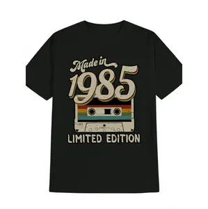 Men'S Casual Crew Neck T-Shirt with 1985 Vintage Tape Design - "Made in 1985" & "Limited Edition" Print, Lightweight & Stretchy, Perfect for Summer, Everyday Tshirt | Retro Graphic Tee | Comfortable Fit, Vintage T Shirts
