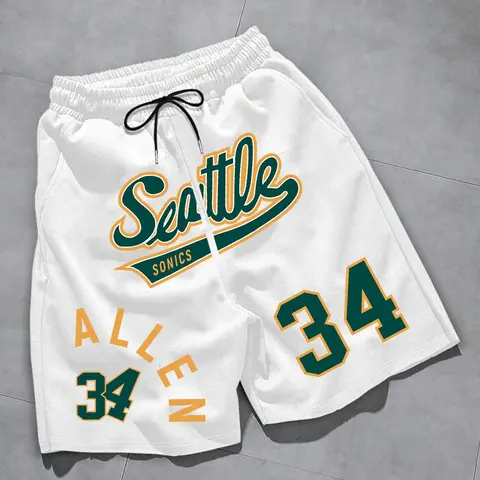 Men's Regular Fit Letter & Number Print Drawstring Waist Shorts, Casual Pocket Track Shorts for Sports Gym Workout Running, Fashion Men's Bottoms for Summer, Streetwear Sports Shorts, Athleisure Shorts, Athletic Shorts, Activewear Shorts