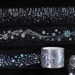 Handmade Craft Tape Roll/bag, Pet Silver Color Material, Original Seamless Starry Series, Multi-Scene Decorative Sticker, Art Stickers