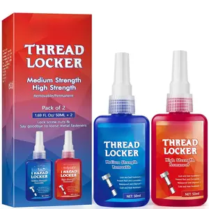 Thread Lock 50ml Blue and 50ml Red, Medium and  Strength Threadlocker, Fasteners Medium and High Strength Screw Compound to  Loosening &