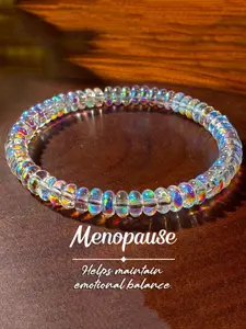 Soft Touch Beaded Bracelet,Menopause Support Natural Ethiopian Opal Bangle,Stretchable Elastic Cord Jewelry,Adjustable Bracelet,Emotion Balance,Unisex