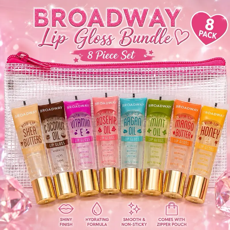 Broadway Vita Lip Gloss Bundle (8) Set Beauty Cosmetics Makeup