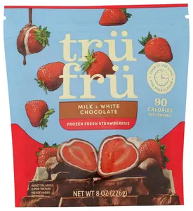Frozen Strawberries White And Milk Chocolate, 8 Ounce