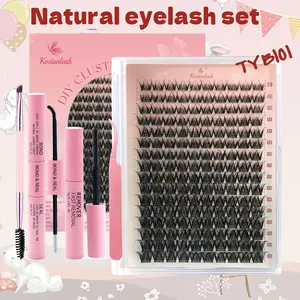 160PS D-Curl Invisible Thin Band Lash Clusters Kit Wispy Natural Cluster   Kit  Lash  Kit D Curl 9-16MM  Clusters Volume Individual Lashes Kit With Bond&Seal,Lash Remover voluminous look, Cosmetic Makeup Tool Makeup Brush Set, Mascara Brush,  Eyelashes