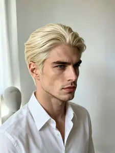 Light Blonde Lace Front Short Wig, High-Quality Natural Look Synthetic Lace Wig, Realistic Wig, Cosplay Wig for All Seasons, Straight Hair, No Bangs