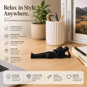 1 3D-printed “Lying Down Man Petting a Dog” figurine, “Lying Down Man Petting a Dog” statue—classic printed plastic, festive decoration, fun design, suitable for home/office/April Fools' Day/Easter/Valentine's Day/Thanksgiving decorations,