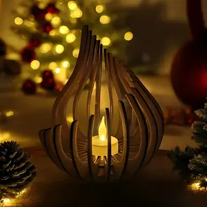 3pcs Set of Wooden Holiday Candle Holders, Handmade Tea Light Stands, Twisted Curve Design, Natural Wood Decor, Unique Home Gift, Centerpiece, Christmas Decoration, Christmas Gift, This Is a Set