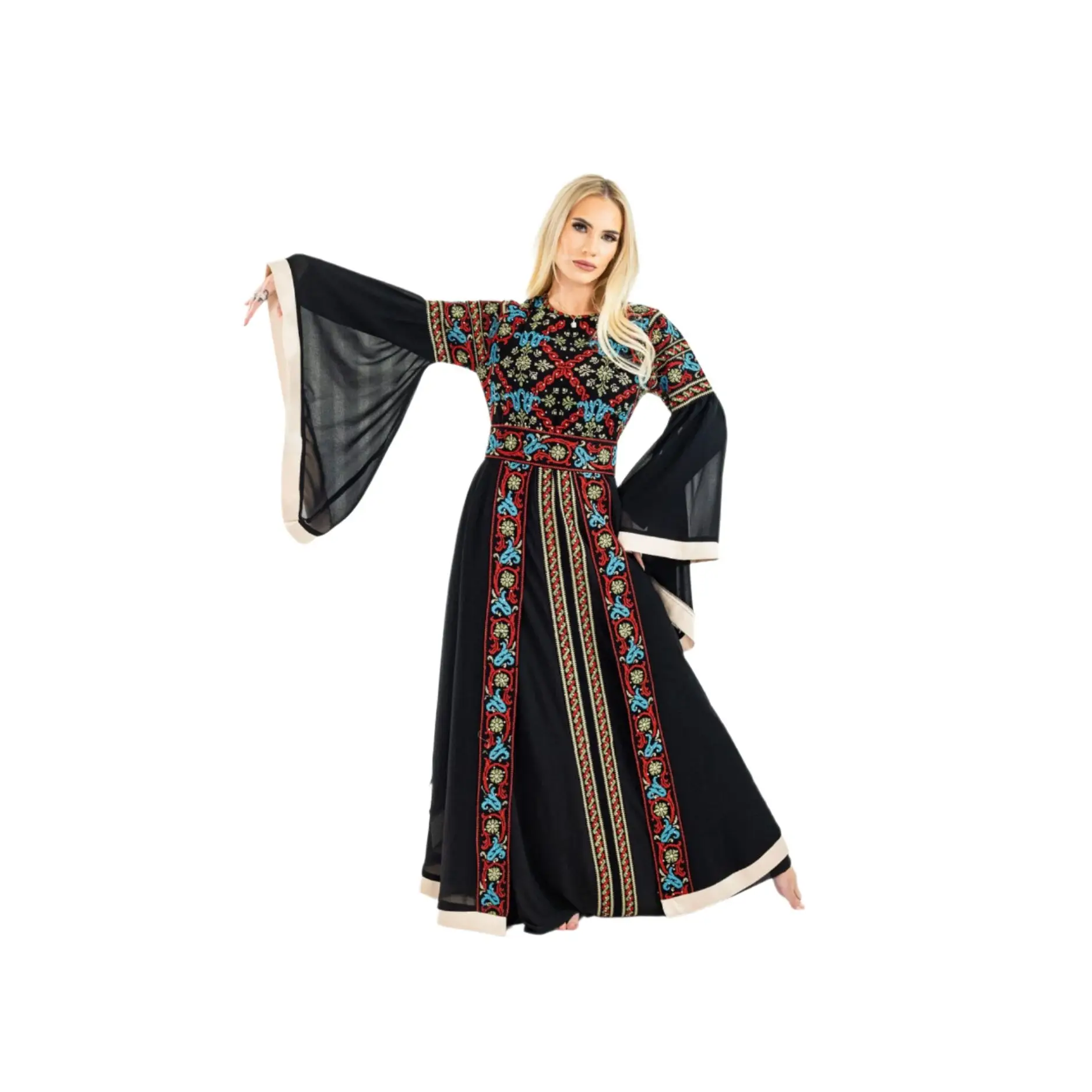 Elegant Embroidered Kaftan Dress - Bold Style for Any Occasion