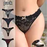 Sexy Colorblock Layered Women's Thong Underwear, Breathable Casual for Dates and Leisure, Fashion Twin-Color Thong Pants, 4-Pair Set Lingerie, Colorblock Panty