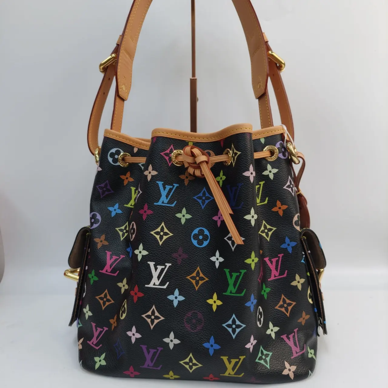 Pre-owned Louis Vuitton canvas Crossbody Bags × Petit Noe Monogram Multicolore bucket bag takashi murakami [BF 12Z] XP02609