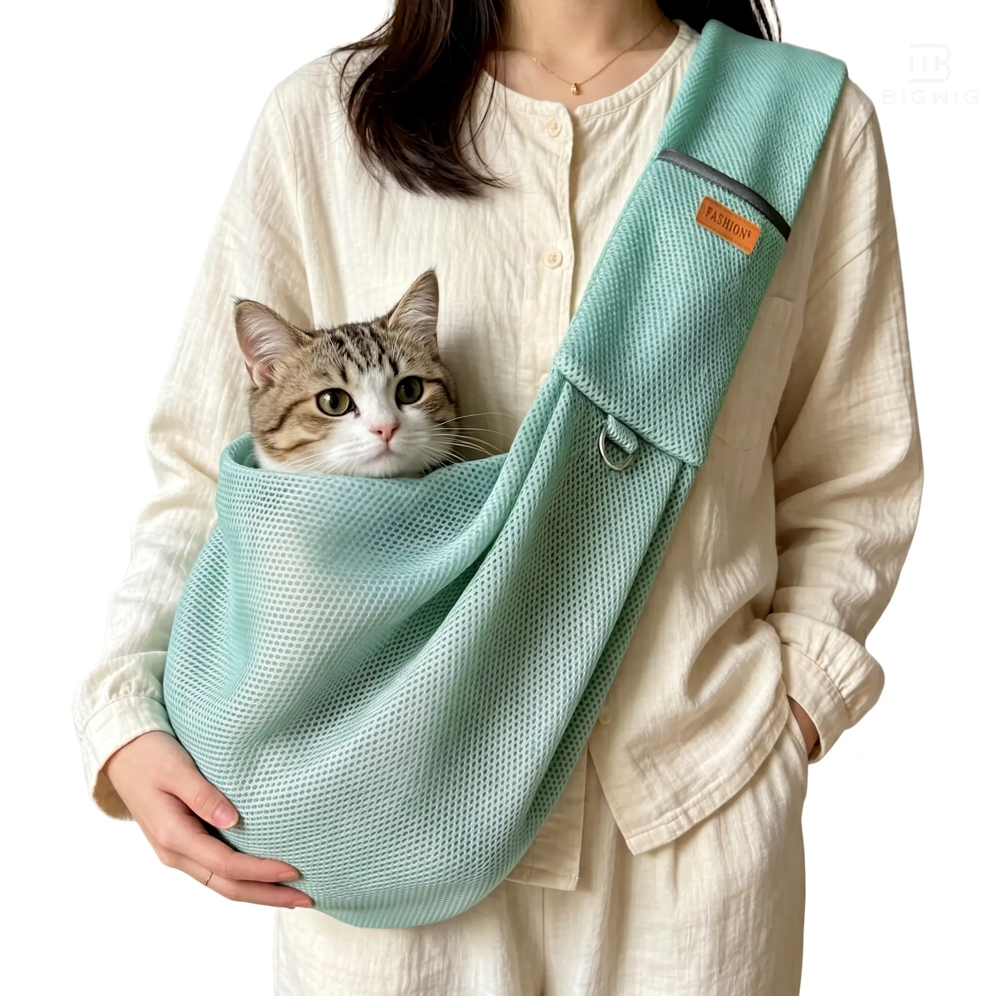 Chic Plaid Fabric Pet Sling, Hands-Free Crossbody Puppy Carrier for Small Dogs & Cats with Breathable Mesh, Padded Strap & Safety Hook, Outdoor Animal Carrier, Puppy Carrier Sling
