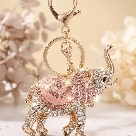 Rhinestone Elephant Hollow Out Pendant Keychain Charm, Bling Bling Keychains, Sparkling Keychain, Elegant Lady Bag Key Holder, Fashionable Alloy Keychain, Aesthetic Keychain, Fashionable Accessory for Women