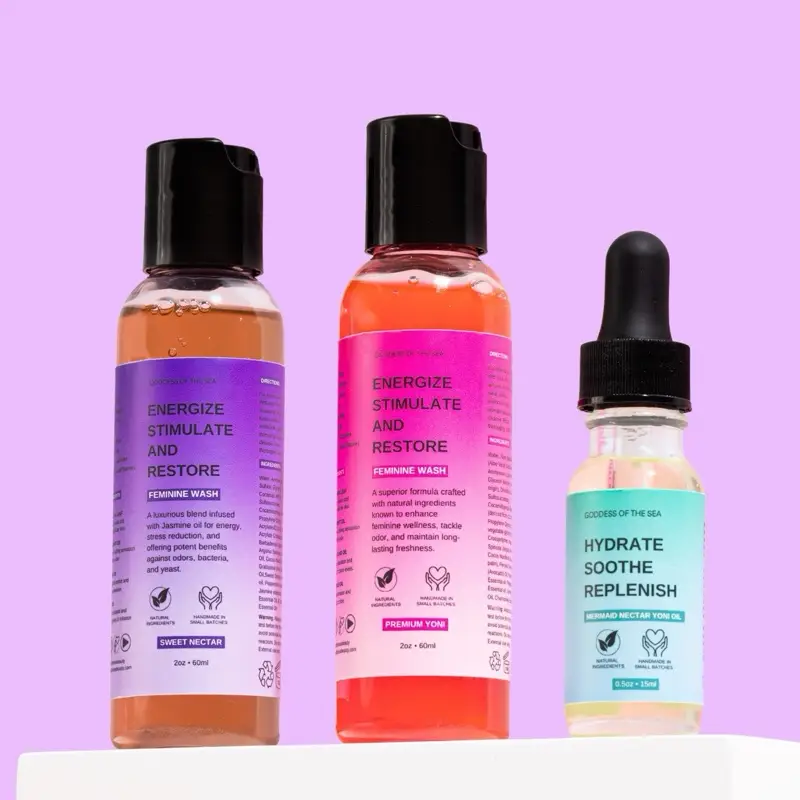 Yoni Wash & Yoni Oil Sample Bundle - Feminine Wash & Yoni Oil | Natural pH Balance, Odor Control & Moisture Support | Travel Size