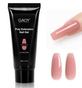 GAOY Poly Gel, 60g Nail Extension Gel, Pink Nude Builder Enhancement for Beginner & Professional Nail Art Salon DIY at Home