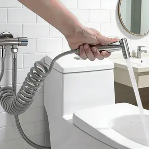 Stainless Steel 4-in-1 Bidet Sprayer, Handheld Self-Cleaning Nozzle Design, Practical Bathroom Cleaning Accessory