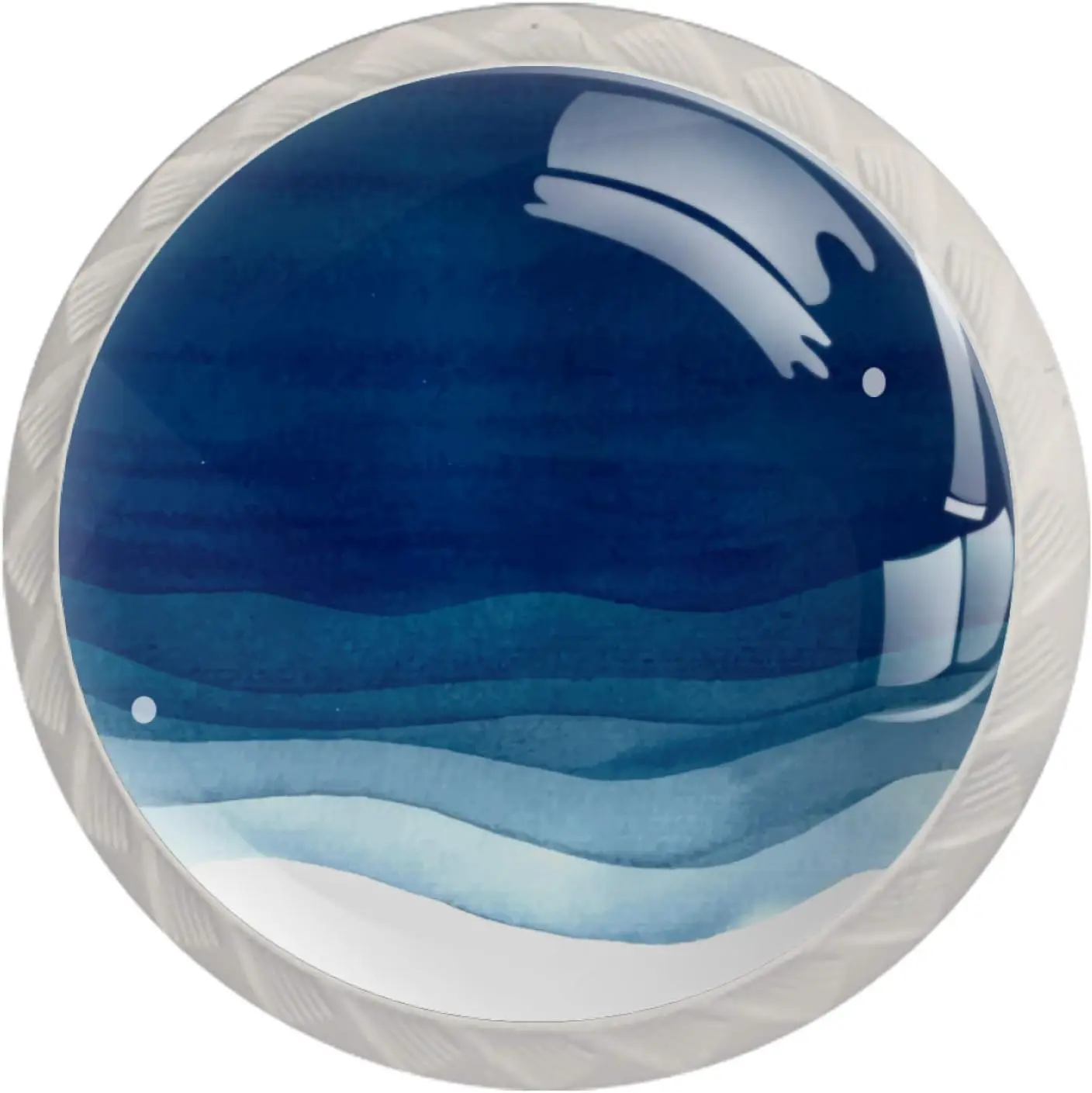 Kitchen Cabinet Knobs Round Decorative Knobs Cabinet Clot Drawers Dresr Pull Handle 4PCS Watercolor Blue Waves