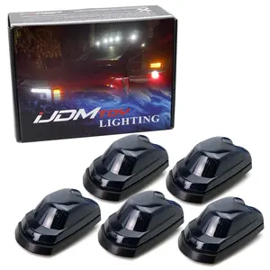 iJDMTOY 5pc Smoked Lens Xenon White Full LED Cab Roof Marker Light Kit For 2017-up Ford F250 F350 F450 F550 Super Duty (Fit The Trucks Initially Without OEM Cab Roof Lamps)