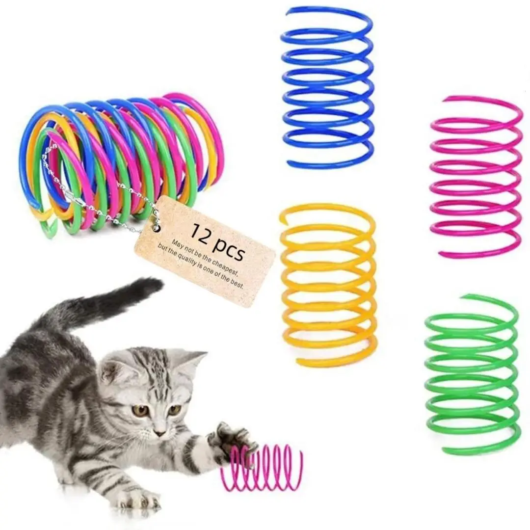 Colorful Spring Toy, 12pcs/set Interactive Cat Toy, Creative Cat Teaser Toy, Pet Supplies for Indoor and Outdoor Playing, Cat Accessories