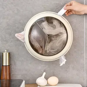 Rotatable Wall Mounted Kitchen Storage Box - Multi-Use Organizer for Plastic Wrap Disposable Gloves Garbage Bags