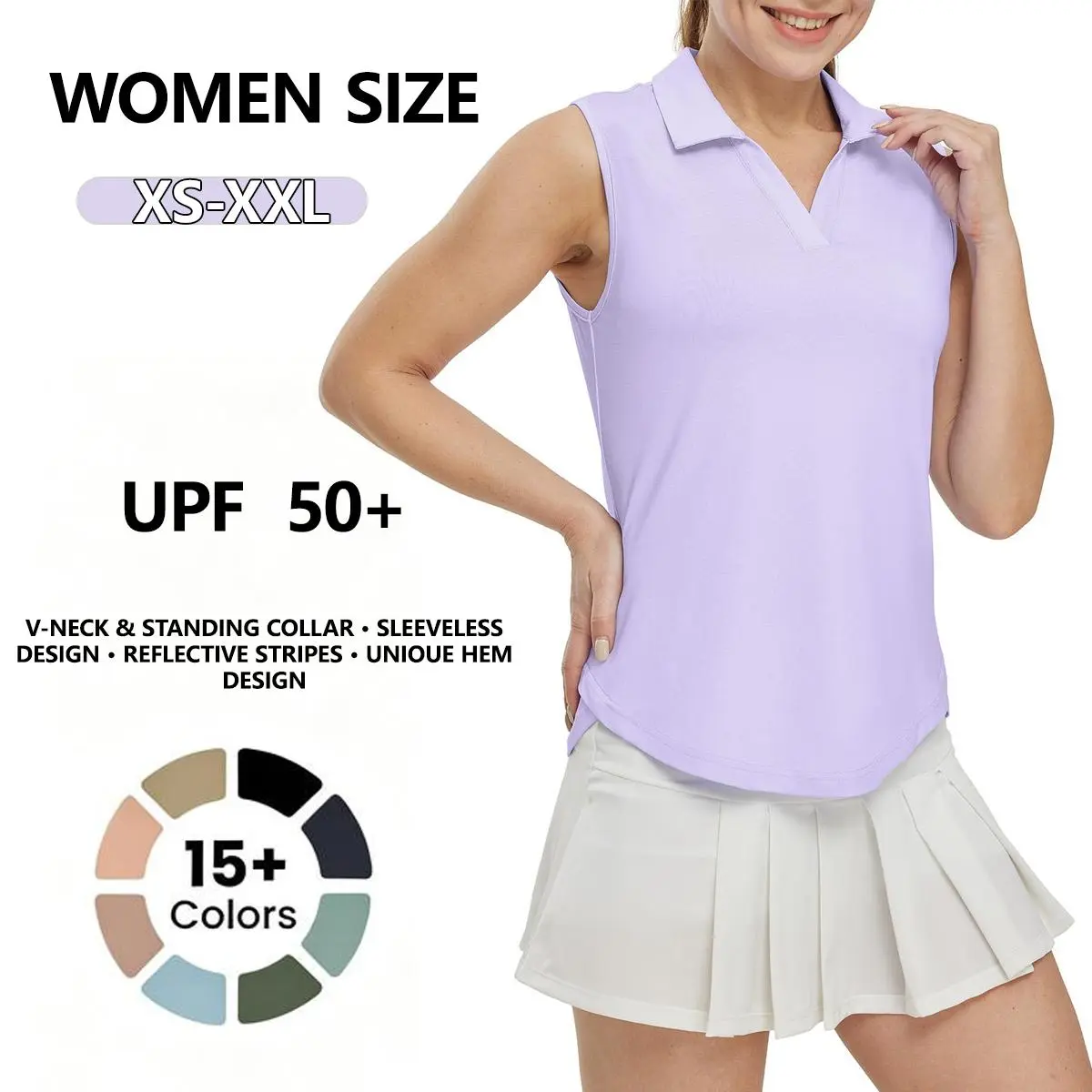 TBMPOY Women’s Sleeveless Golf Polo Shirts V-Neck Collared Tennis Tank Tops Quick Dry Lightweight UPF 50+ Athletic Tops  #summervibes fathersdaygift