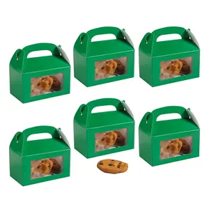 6" x 7" Bulk 60 Pc. Green Cardstock Treat Boxes with Display Window