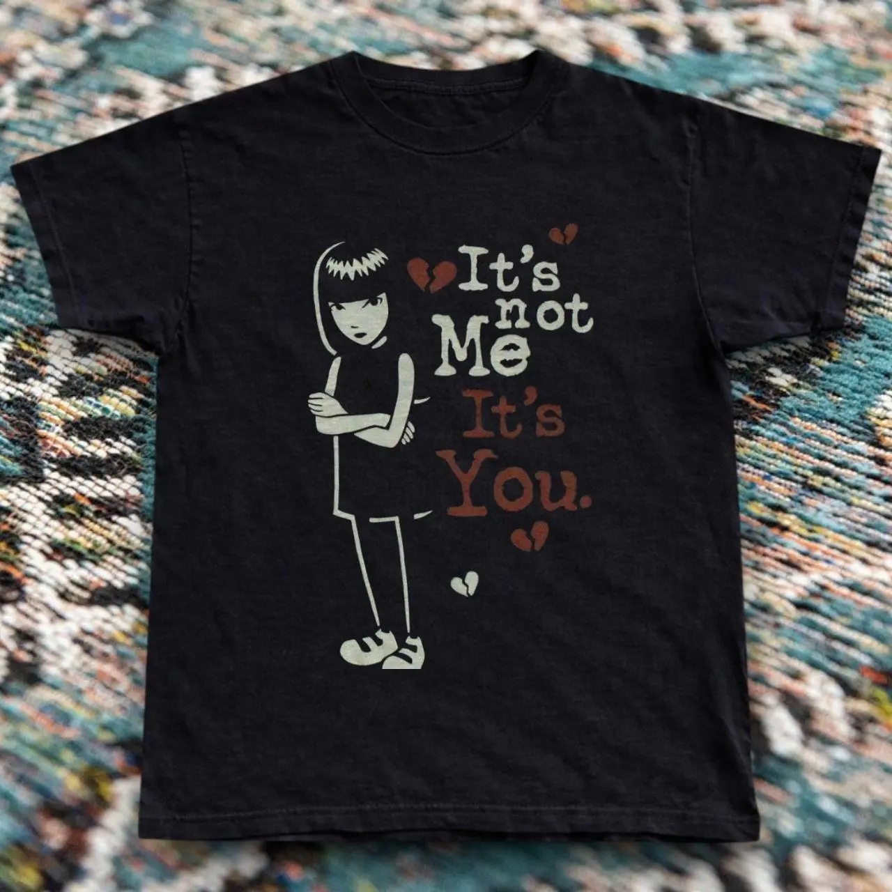 Emily The Strange "It's Not Me It's You" T-Shirt - Vintage Y2K Goth Emo Graphic Tee, Funny Black Unisex Short Sleeve Top