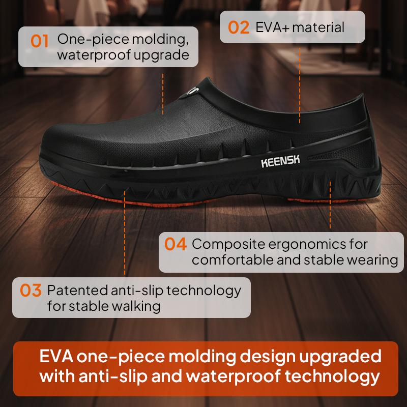 TEER Non-Slip & Waterproof Work Clogs - Lightweight, Comfortable Slip-On Shoes for Kitchens, Restaurants, Nursing Homes, and Greenhouses