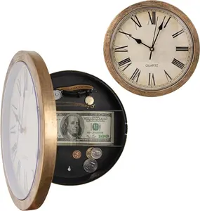 10-Inch Bronze Hidden Safe Wall Clock with Secret Compartment for Valuables