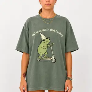 Comfort Colors Off To Commit Dad Foolery Shirt, Funny Frog Dad Tee, Father's Day Graphic T-Shirt, Frog Scooter Dad Shirt, Gift for Dad