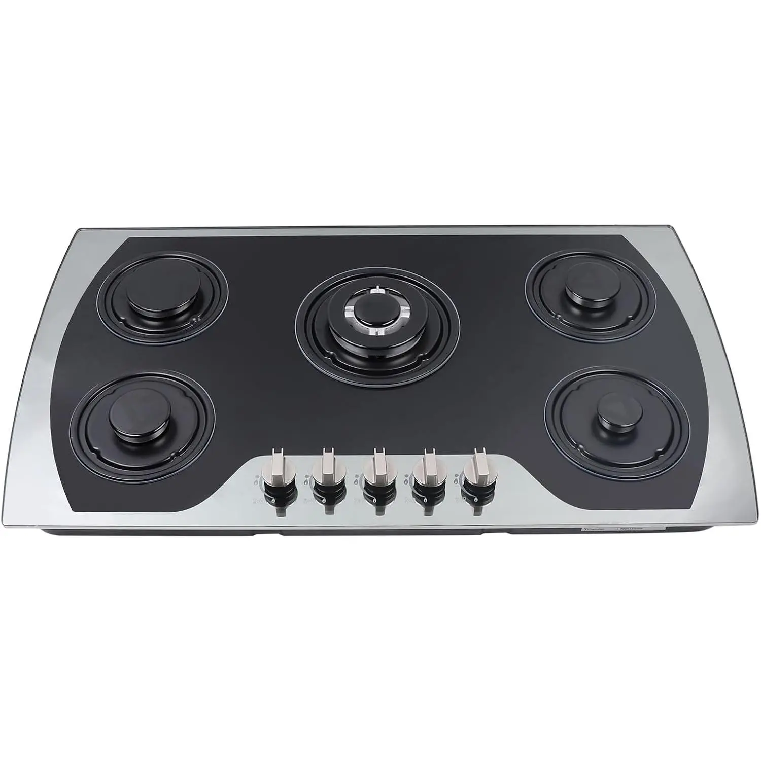 Gas Stove, 5-Burner Gas Stove, Built-in Stainless Steel Gas Stove, Dual-Fuel LPG/Natural Gas Automatic Ignition Gas Stove with 7mm Tempered Glass Panel