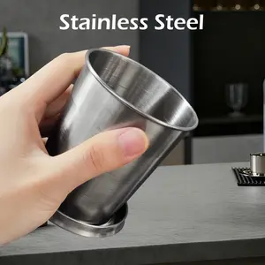 1 Count Stainless Steel Foldable Cup, foldable telescopic design with lid and keychain for camping and hiking