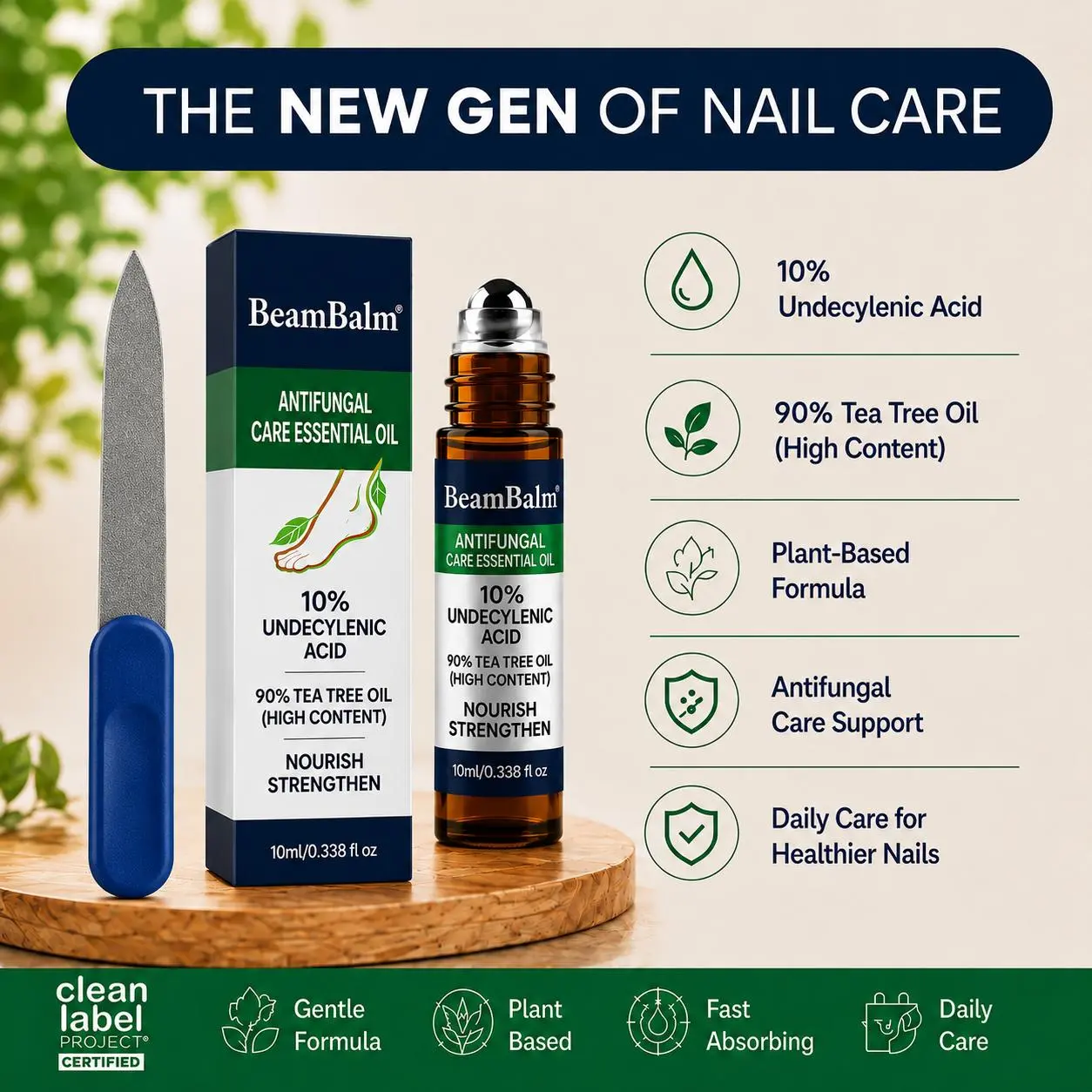 BeamBalm Tea Tree Nail Care Oil for Healthy Looking Nails, Daily Nail & Cuticle Care, Helps Improve the Appearance of Thick, Dry & Rough Looking Toenails for a Cleaner, Smoother Summer Ready Look#DealsForYouDays