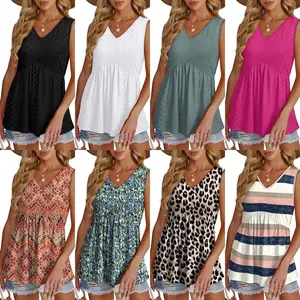 Womens Tank Tops 2025 Flowy Peplum Tops (Size Up 1-2 for Oversized Look) for Women Dressy Sleeveless V Neck Babydoll Tank Tops Fabric Stretchy tank tops summer spring tops