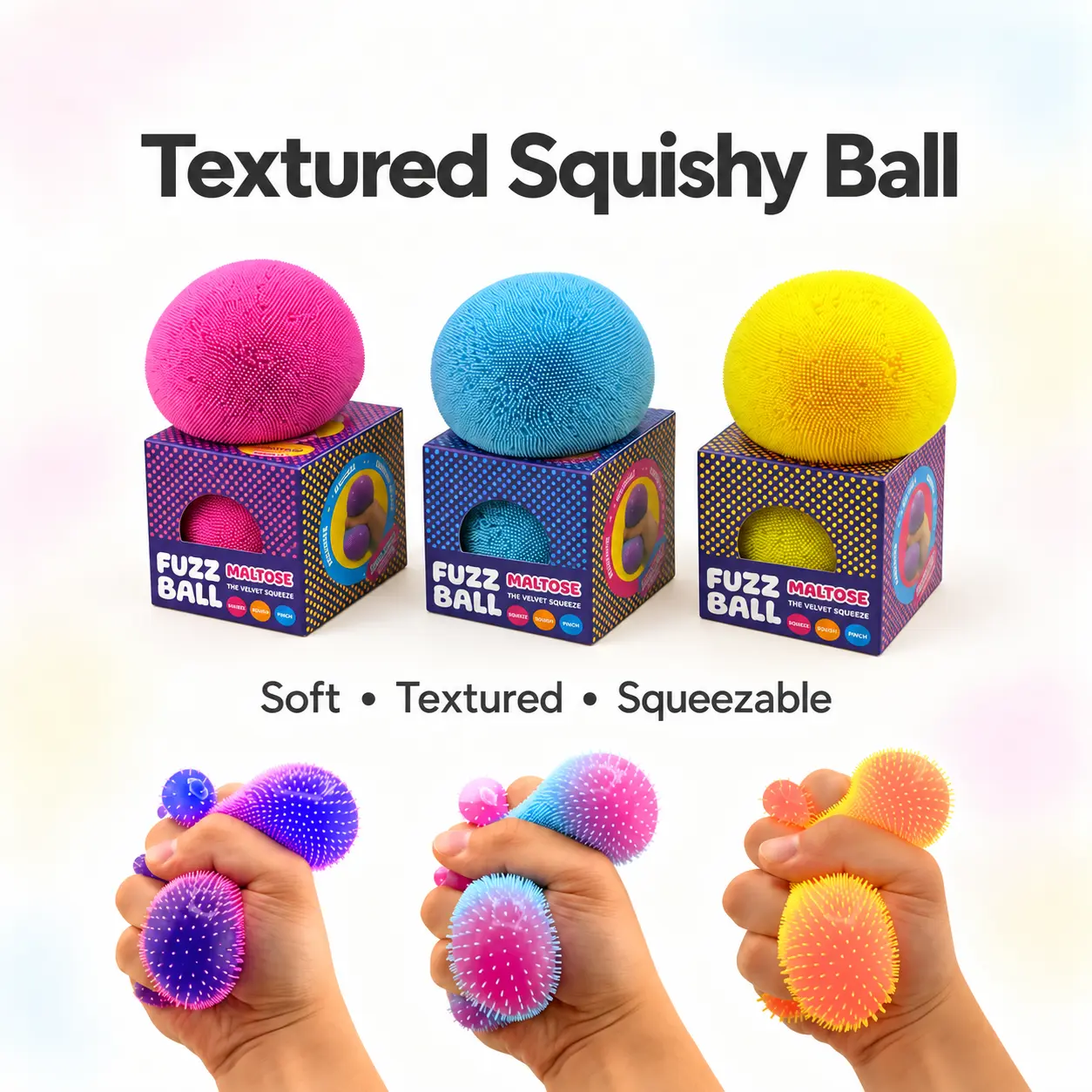 Color-Changing Fuzz Ball Squishy Toys - Slow-Rising/Fast-Rising Sensory Toy for Tactile Play, Stress Relief, Anxiety Gifts & Sensory Activities, Cute Collectible Desk Gift,familyfun