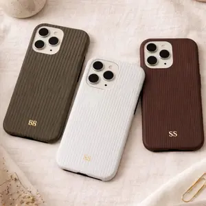 Personalized Stripe Phone Case Soft Gold Custom Initials,iPhone 17 16 15 14 13 Pro Max Plus, Monogram Shockproof Durable Accessories Gift 2